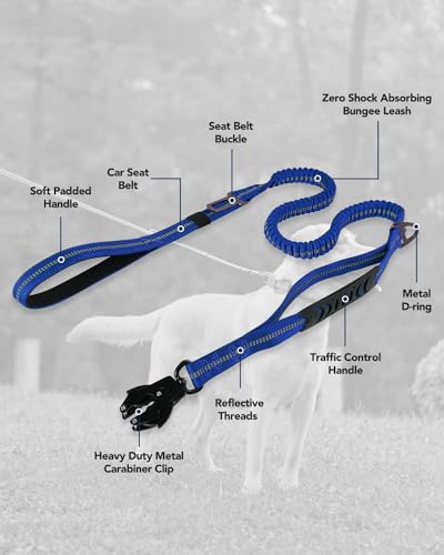 Tactical Bungee Dog Leash (Navy Blue)