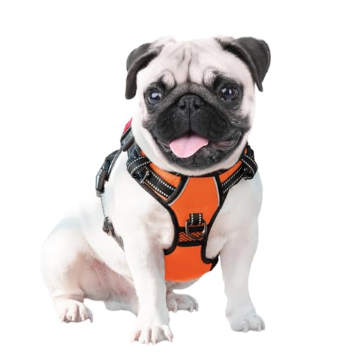 Reflective Dog Harness Large Breed Adjustable No Pull Vest (Extra Large / Orange)