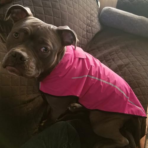Dog Raincoat Adjustable Waterproof Reflective Rain Jacket for Small Medium Large Dogs (XXS Chest 16"-19" / Hot Pink)