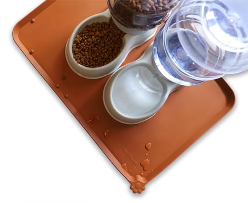 Large Silicone Non Slip Pet Feeding Mats (24" x 16" / Caramel)