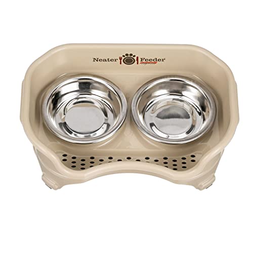 Express Mess Proof Cat Bowls Elevated (Cat w/ Standard Bowls / Almond)