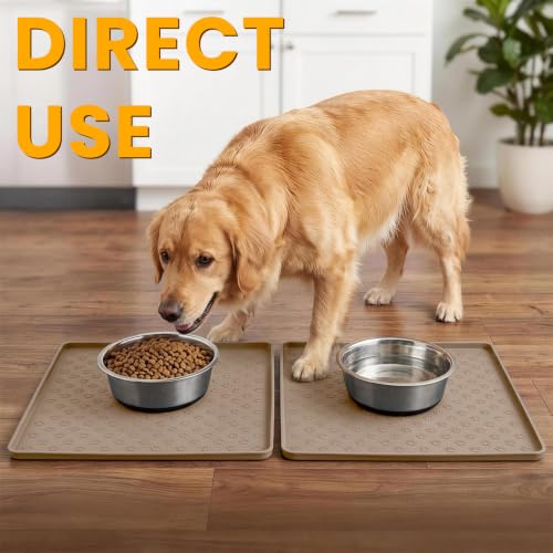 2 Pack Dog Food Mat Anti (11.8"L x 11.8"W - 2 Pack / Taupe)