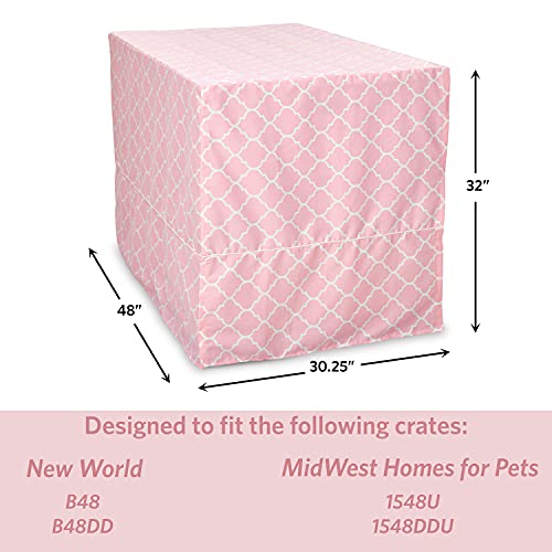 MidWest Homes for Pets XL Dog Crate Cover Featuring Teflon Fabric Protector (Pink / 48 Inch)