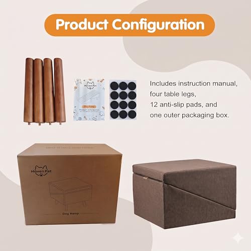 XXL 2-in-1 Ottoman Dog Stairs for Large Dogs,21.6 Inch Foldable (Coffee H 21.6'')