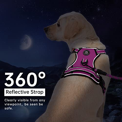 No Pull Dog Harness for Large Dogs (Fuchsia Pink / Large)