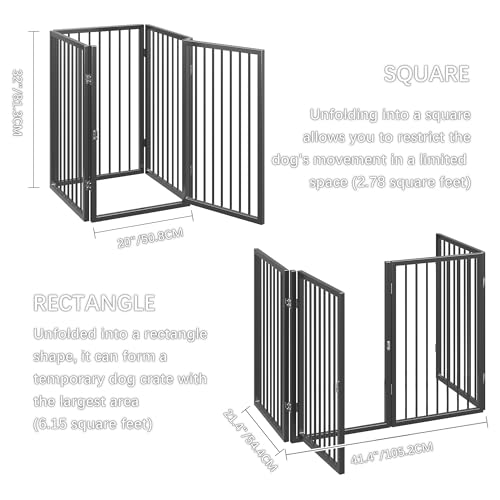 80" x 32" Foldable Freestanding Extra Wide Dog Gate with Door (Black / 【4-Panel with Door】20W*32H)