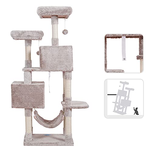 Cat Tree Tower with Sisal Scratching Posts (53.7 Inches / Muchroom)