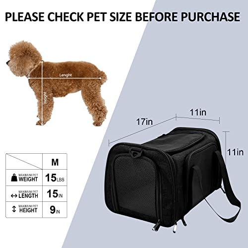 Cat Carriers Dog Carrier Pet Carrier for Small (17.0"L x 11.0"W x 11.0"H / Black)