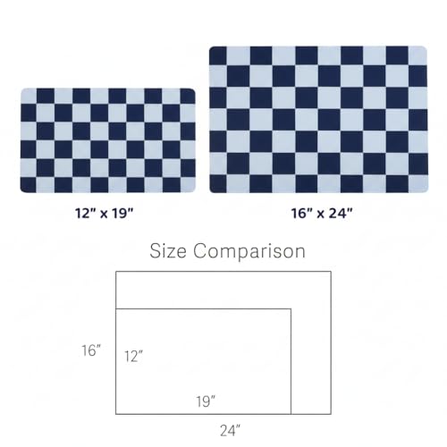 Checkered Dog Feeding Mat (19"L x 12"W / Navy)