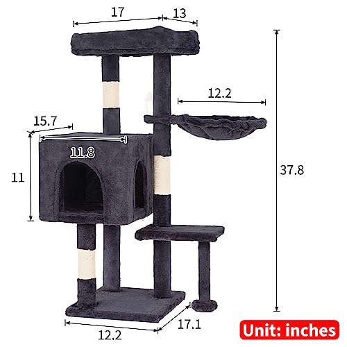 37.8" Cat Tree Tower (Dark Gray)