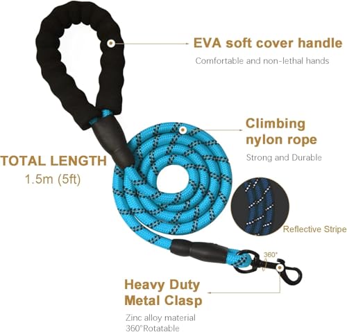 No Pull Dog Harness for Large Dog with Leash (Blue / L)