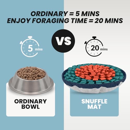 Snuffle Mat Dog Puzzle Toy Slow Feeder for Training & Enrichment (Orange Teal)