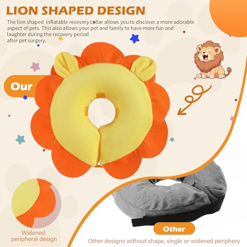 Inflatable Recovery Dog Collar (Orange Lion / Medium + (Neck:11''-13''))
