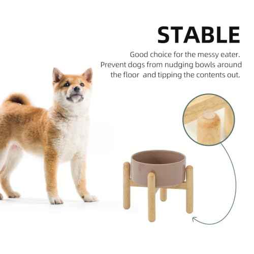 Ceramic Dog Bowls Elevated (Brown Coffee)