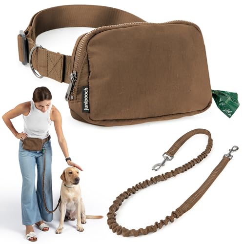 Hands Free Dog Leash with Dog Treat Pouch (Caramel)
