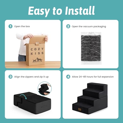 Dog Stairs for Small Dogs (Black / 15.7x23.6x17.7 inch)