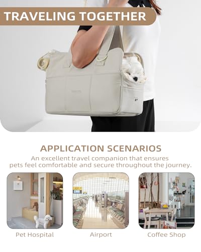 Dog Purse Carrier for Small Dogs Rabbit cat with Large Pockets (Grey / 13.6"L x 6.5"W x 10.0"H)