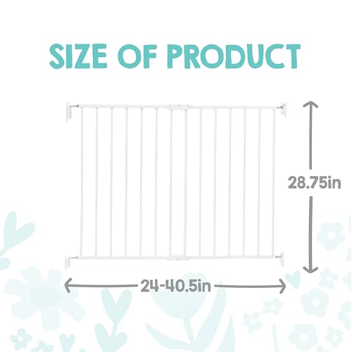Safety 24" 40.5" Extra Wide Baby Gate for Top of Stairs & Dooways (White / 24"-40.5"W x 28.75"H)