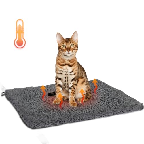 Self Heating Cat Bed (27.5"L x 19.7"W x 1.0"Th / Dark grey&Black)