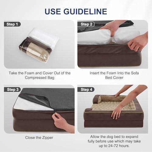 Orthopedic Supportive Extra Large Dog Bed (48.0''l x 35.0''w x 6.5''th / Khaki)