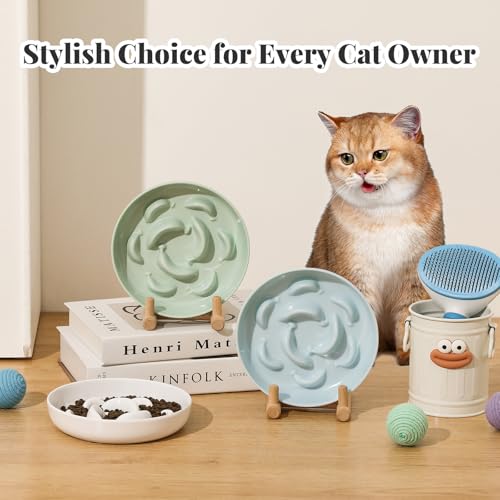 Melamine Slow Feeder Cat Bowls (3 Pack - White / 2"H)