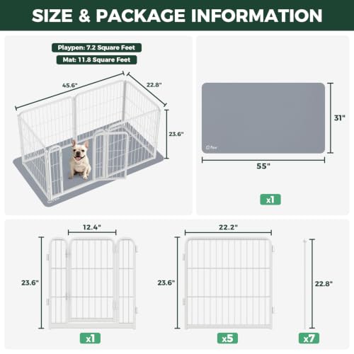 Homeplus Indoor Dog Playpen with Floor Protector Mat (White / 24"H)