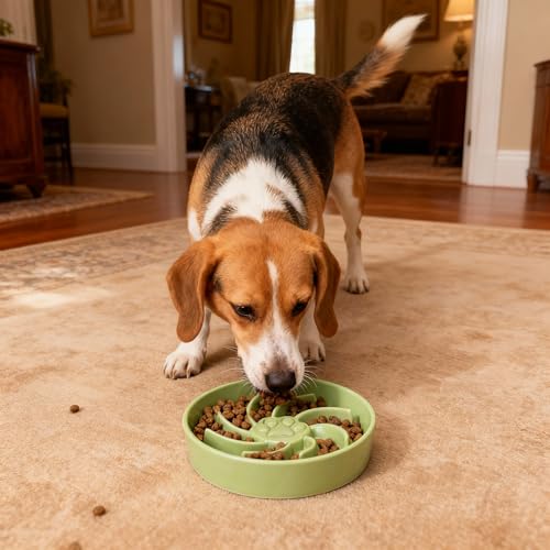 Ceramic Slow Feeder Dog Bowl (Green)