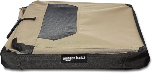 Portable Folding Soft Dog Crate (Tan / S 26" x 18" x 18")