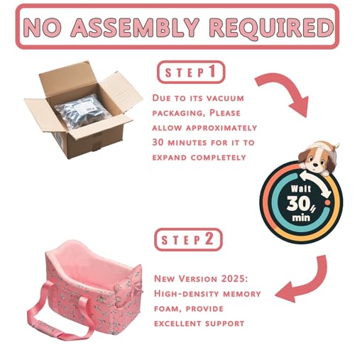 Console Dog Car Seat for Small Dogs Up to 11 Lbs (Pink daisy)