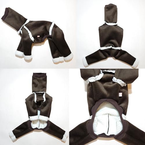 D Doggy Star Italian Greyhound Cold Weather Coat Warm Fleece Corduroy Sweater Turtleneck Onesie Clothes Whippet for Dog (2XL / Corduroy Brown)