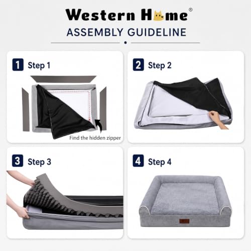 Orthopedic XL Dog Bed Extra Large Washable Dog Couch (Grey / 42" x 30" x 7.5")