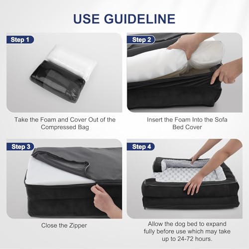 Orthopedic Small Dog Bed (28.0''l x 23.0''w x 6.5''th / Black)