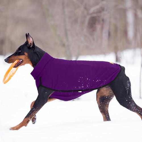 2 Pack Dog Fleece Sweater Dog Sweatshirt Turtleneck Jacket Warm Stretchy Pet Cold Weather Clothes for Medium Large Dogs (Small(Chest-21.3") / Purple, Claret)