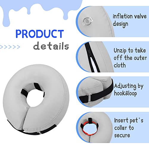 Inflatable Dog Cone Collar Alternative After Surgery (Solid Grey / XXL(Neck 18.5"-23.5"))
