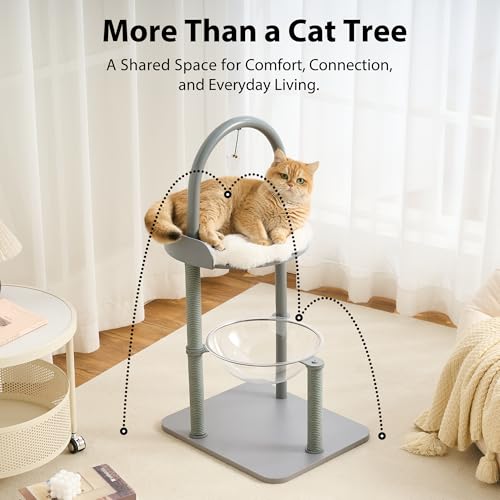 34" Modern Cat Tree Furniture for Indoor Small & Medium Cats (Dove Gray-34")