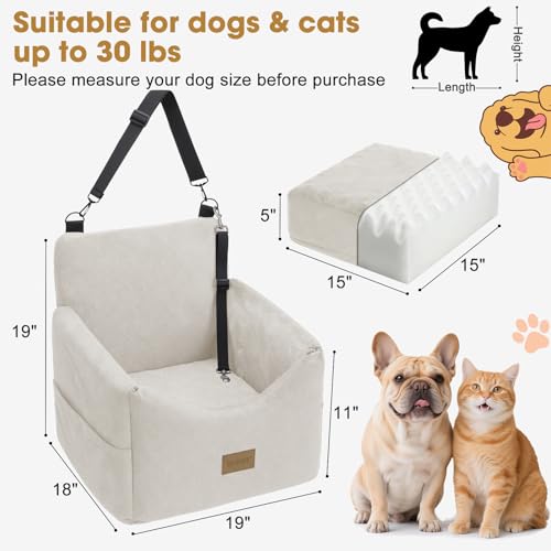 Dog Car Seats for Small Medium Dogs Under 35lbs (Beige / Small/Medium)