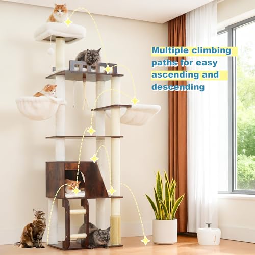 Wooden Cat Tree (Rustic Brown)