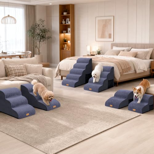 High Density Foam Dog Steps 5 Tiers (Blue / 33.1*15.7*22.5)