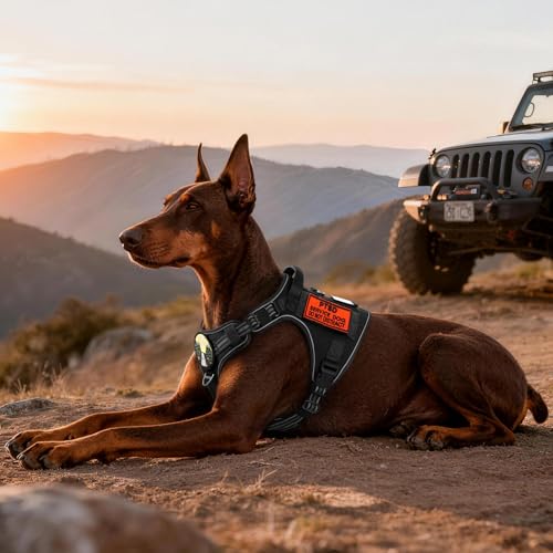 Tactical Dog Harness for Large Dogs (Xl(chest:23.6"-41.8",neck:21.7"-32.3",back:9.1") / Black)