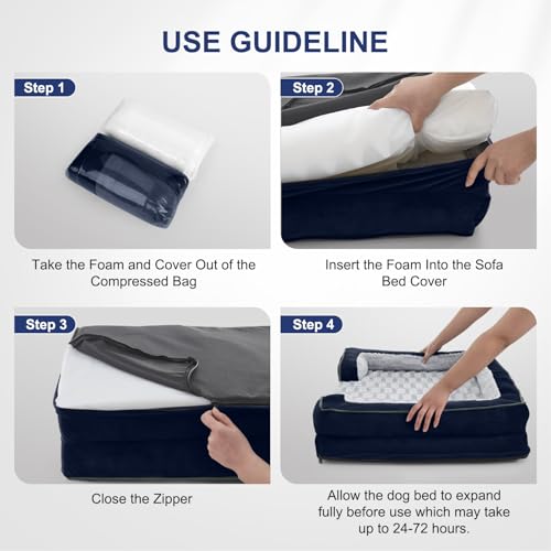 Orthopedic Supportive Extra Large Dog Bed (48.0''l x 35.0''w x 6.5''th / Blue)
