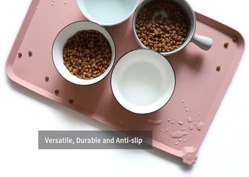 L Silicone Non Slip Pet Food Mats (22" x 14" / Neutral Pink)