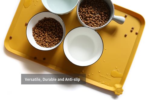 L Silicone Non Slip Pet Feeding Mats (22" x 14" / Honey)