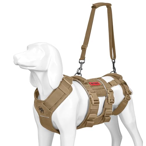 Breathable Dog Lift Harness for Large Medium Sized Dogs (X-Large / Brown)