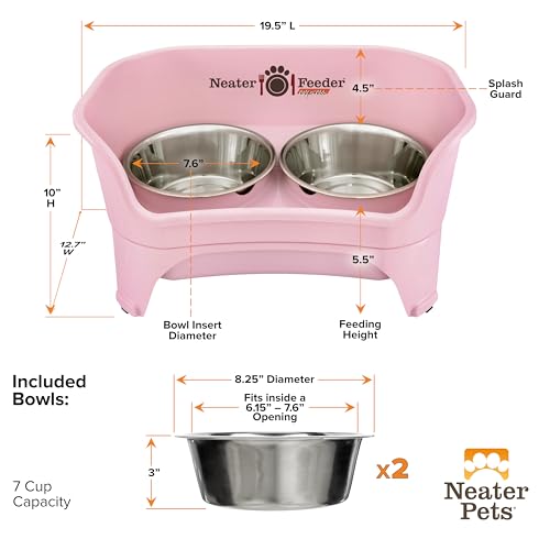 Express Mess Proof Dog Bowls Elevated for Medium to Large Sized Breed (Medium to Large w/ Standard Bowls / Pink)
