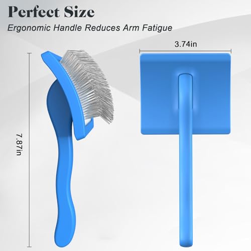 2PCS Slicker Brush for Dogs & Pet Comb (Blue / Large)