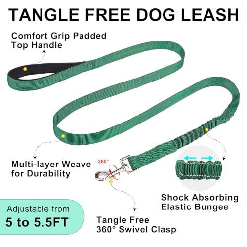 Dog Harness Medium Sized and Leash Set (Green / M: Chest 21"-26.7")