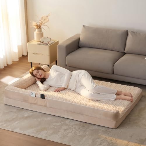 Orthopedic Washable Dog Bed (Beige / 61.0"l x 43.0"w x 7.5"th)