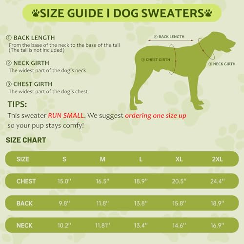 Christmas Dog Sweaters for Small Medium Large Dogs Classic Turtleneck Holiday Xmas Pet Clothes Cozy Stretchy Sweater for Chihuahua (Christmas Reindeer(Order One Size Up) / Medium)