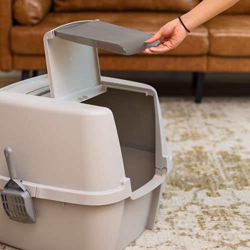 Large Front Door Cat Litter Box (Jumbo Enclosed / Gray)