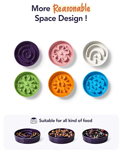 Ceramic Slow Feeder Dog Bowls Small Breed (Maze Purple / S-0.6 Cups)